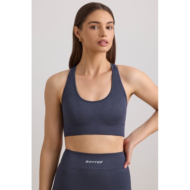 FlexiRib Wide Strap Sports Bra in Slate