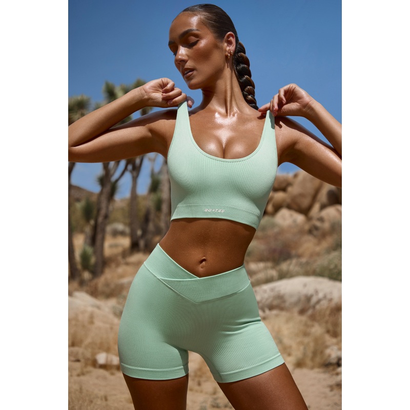 High Waist FlexiRib Mini Shorts in Mint Green