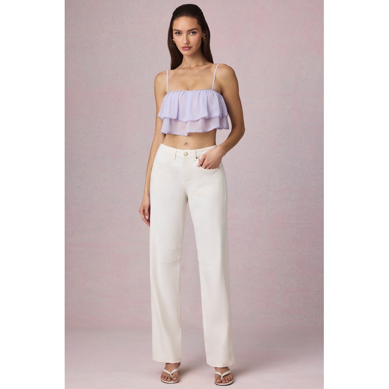 Mid-Rise Barrel-Leg Jeans in Ecru Wash