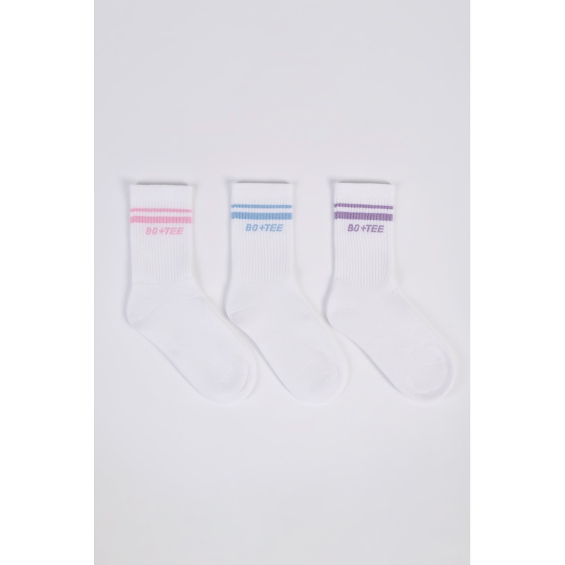 Ribbed Crew Sock Bundle in White