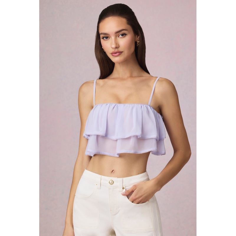 Ruffled Cropped Camisole Top in Lilac