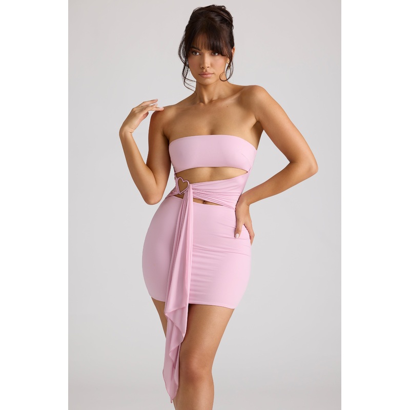 Bandeau Mini Dress in Soft Pink