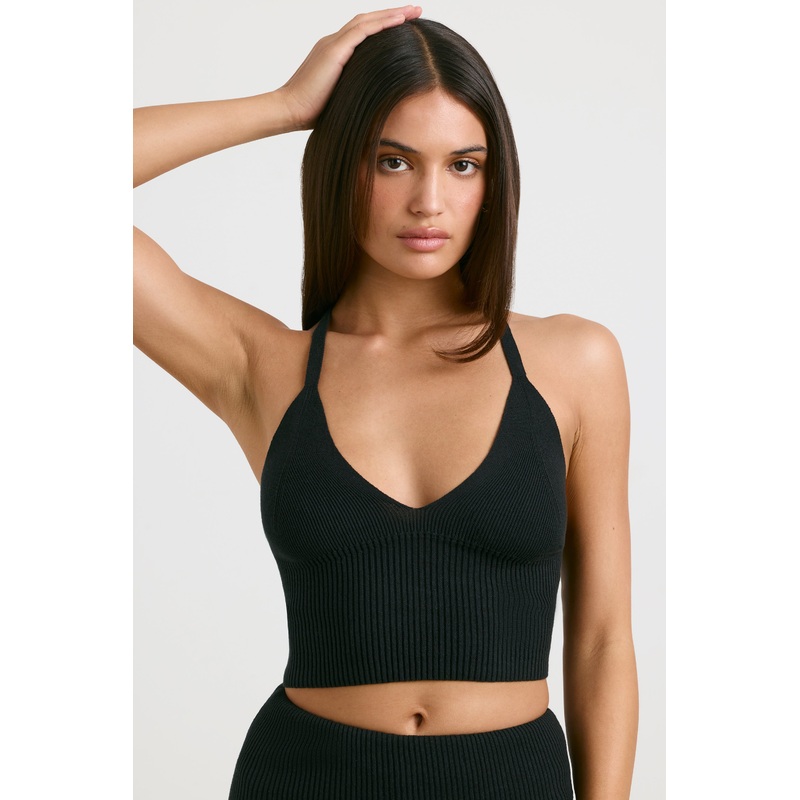 Chunky Knit Tank Top in Black