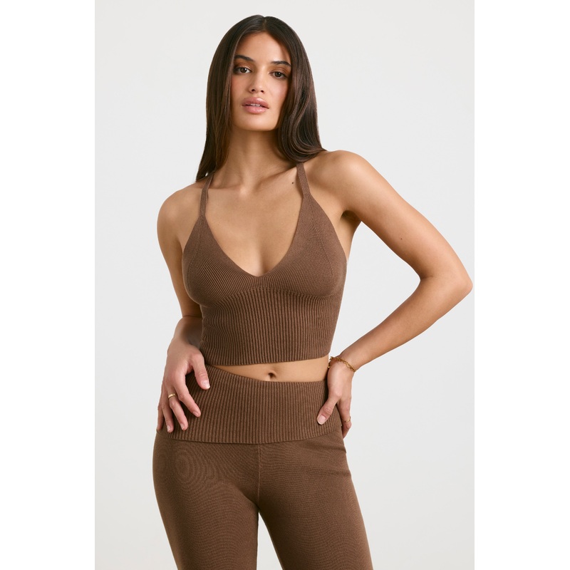 Chunky Knit Tank Top in Espresso