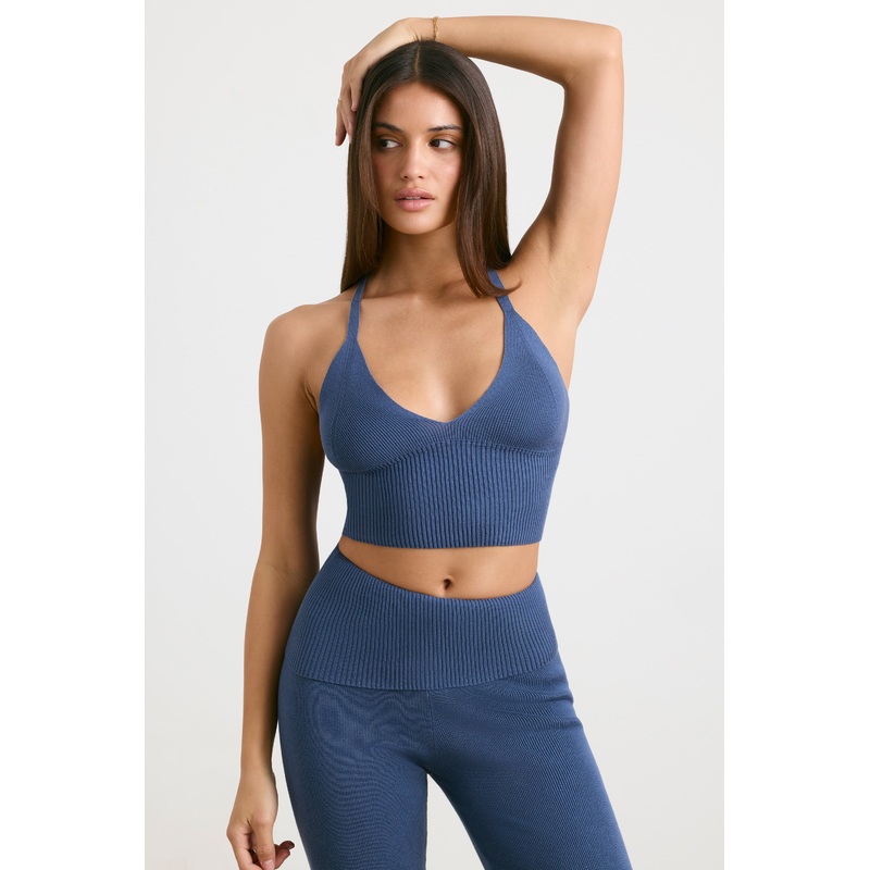 Chunky Knit Tank Top in Washed Navy