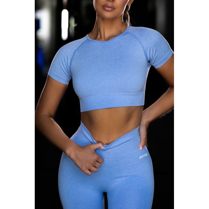 Determined Seamless Crop Top in Blue