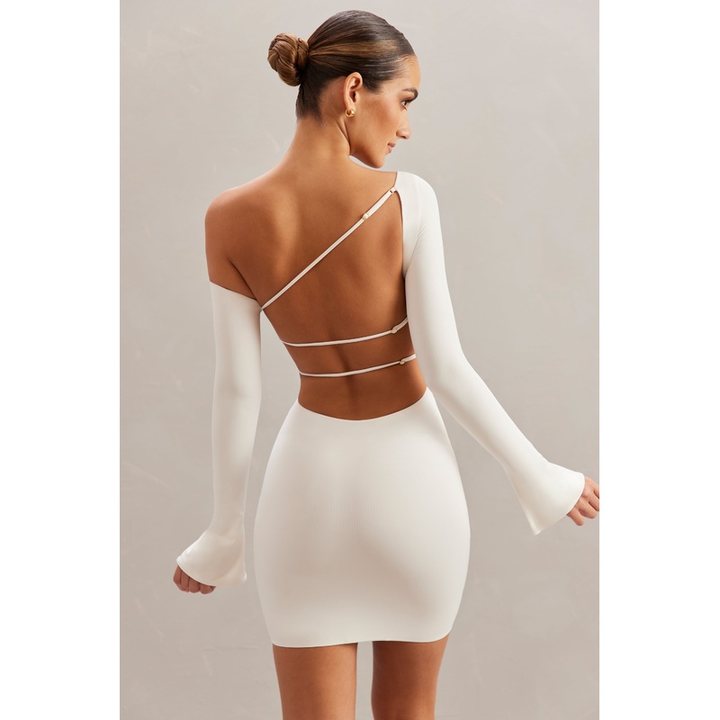 Off The Shoulder Mini Dress in Ivory
