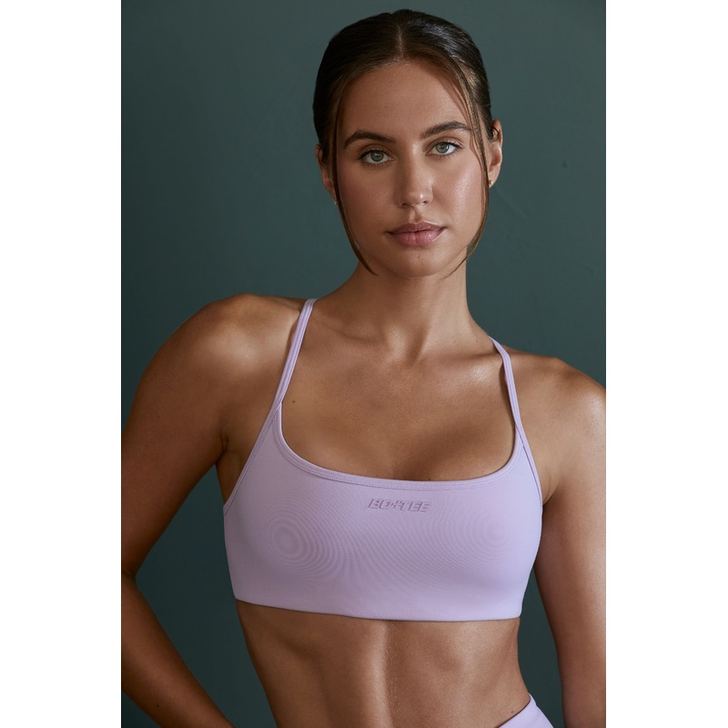Scoop Neck Open Back Sports Bra in Lilac