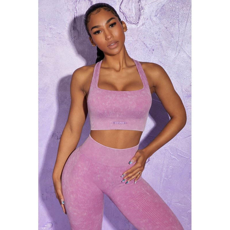 Square Neck Sports Bra in Pink