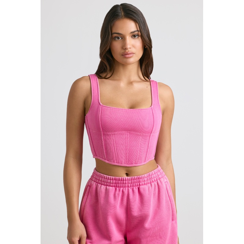 Corset Crop Top in Hot Pink