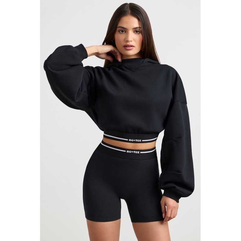 Cropped Hoodie in Black