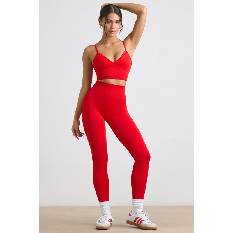 High-Waist Define Luxe Leggings in Red