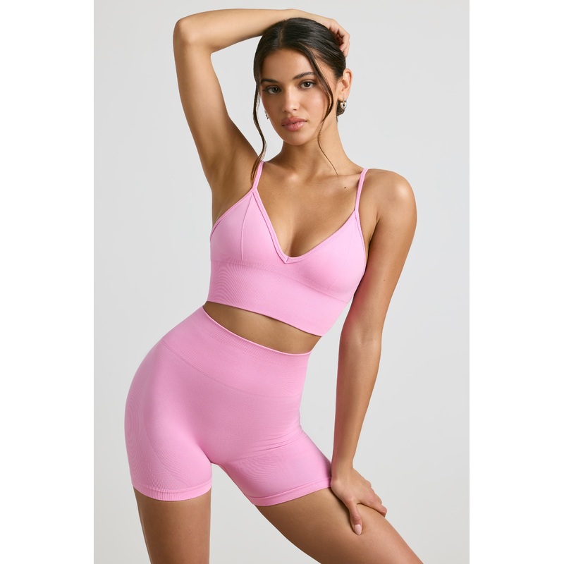 High-Waist Define Luxe Mini Shorts in Bubblegum Pink
