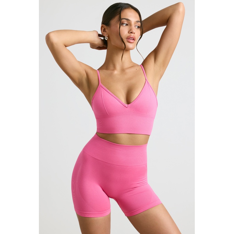High-Waist Define Luxe Mini Shorts in Hot Pink