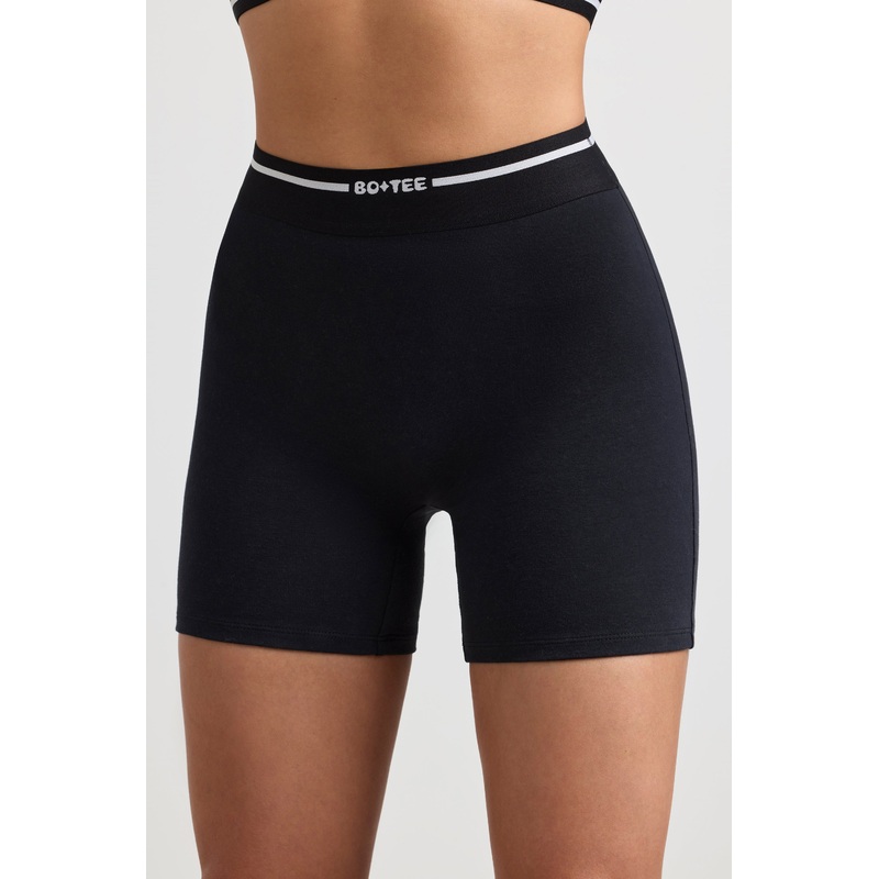 High-Waist Mini Shorts in Black