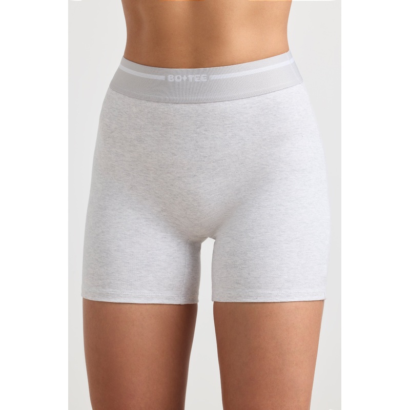 High-Waist Mini Shorts in Grey Marl