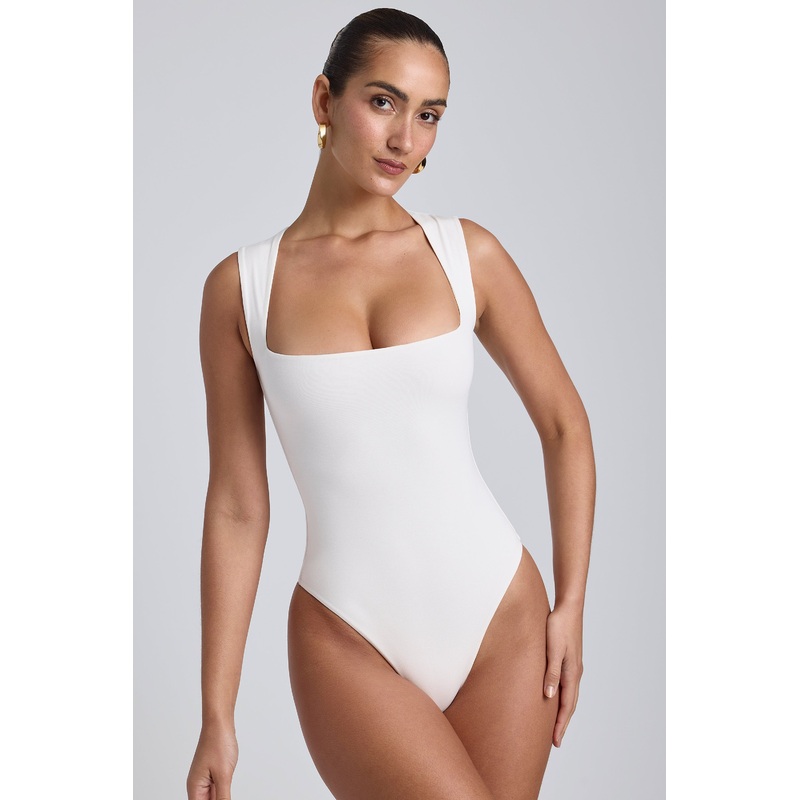 Modal Square-Neck Bodysuit in White