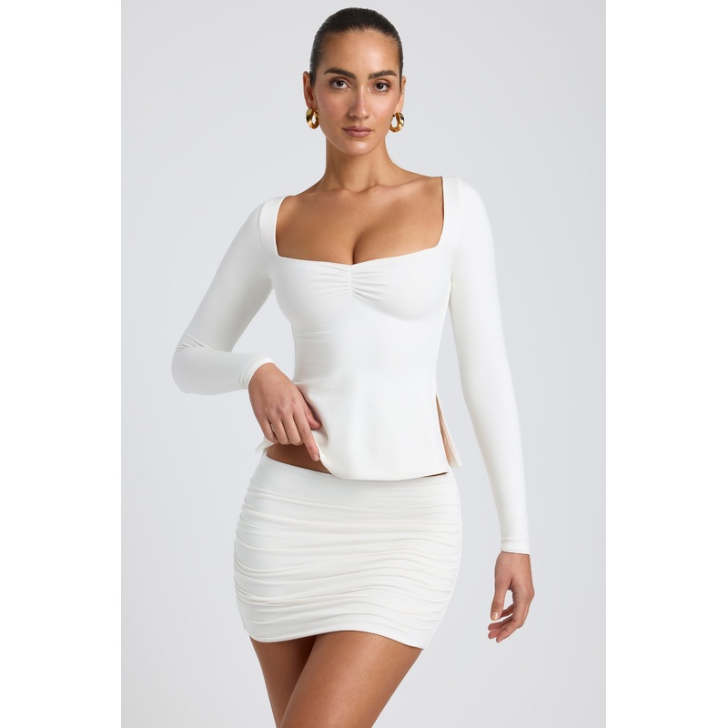 Modal Sweetheart-Neck Top in White