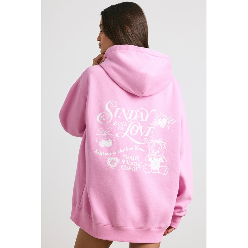 Oversized Hoodie in Bubblegum Pink