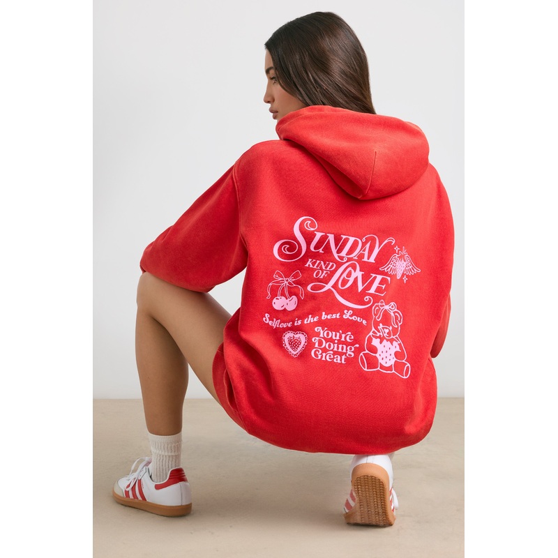 Oversized Hoodie in Red