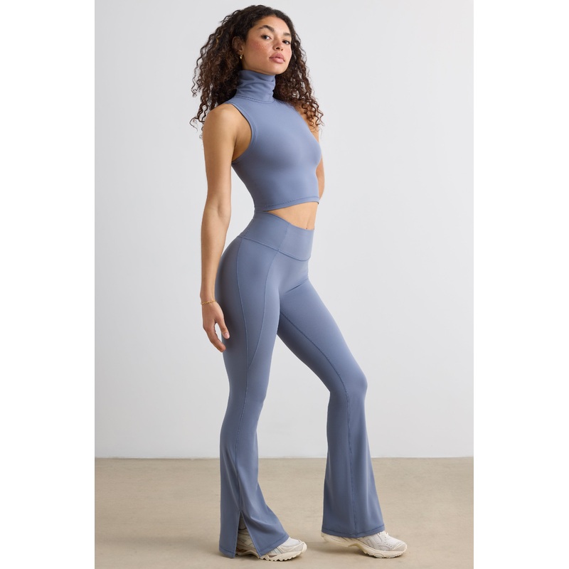 Petite Soft Active Flared Trousers in Slate Grey