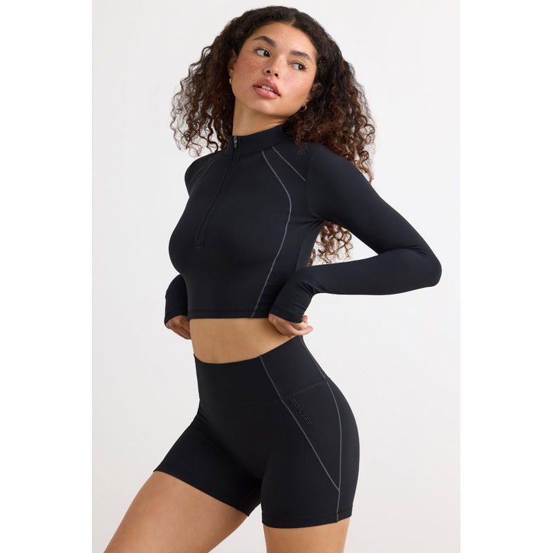 Soft Active High Waist Mini Shorts in Black