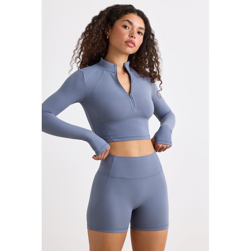 Soft Active High Waist Mini Shorts in Slate Grey