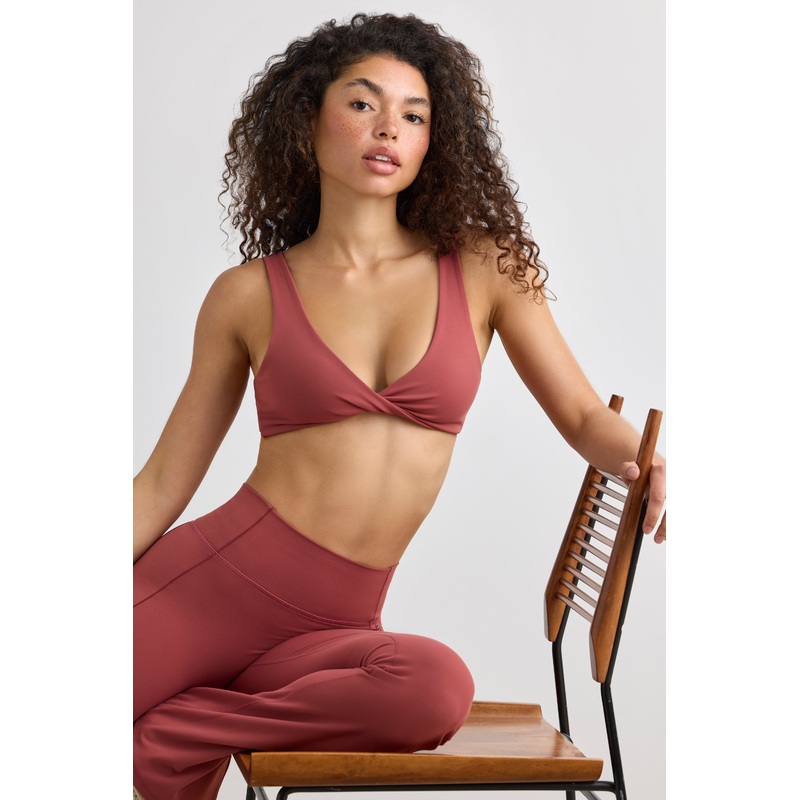Soft Active V-Neck Sports Bra in Rust