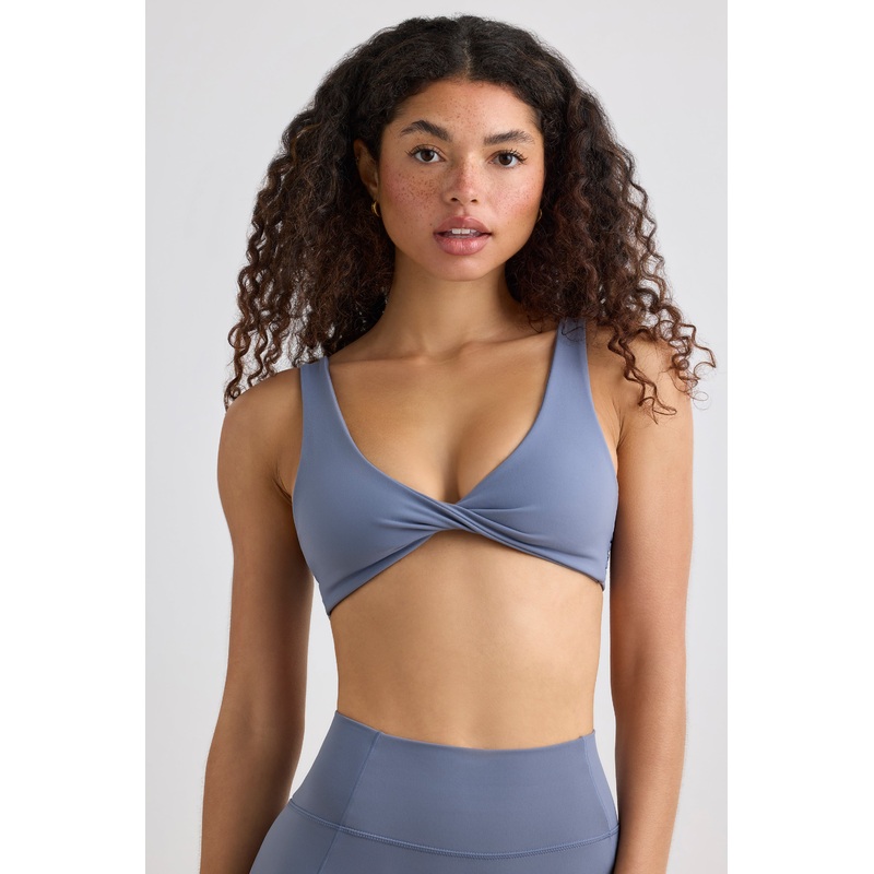 Soft Active V-Neck Sports Bra in Slate Grey