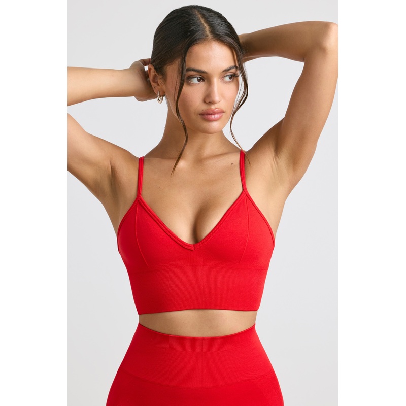 V-Neck Define Luxe Sports Bra in Red