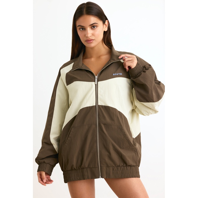 Colourblock Track Jacket in Espresso