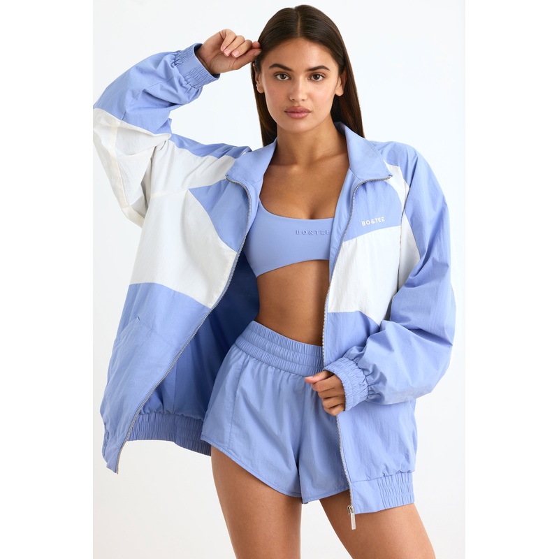 Colourblock Track Jacket in Lavender Blue