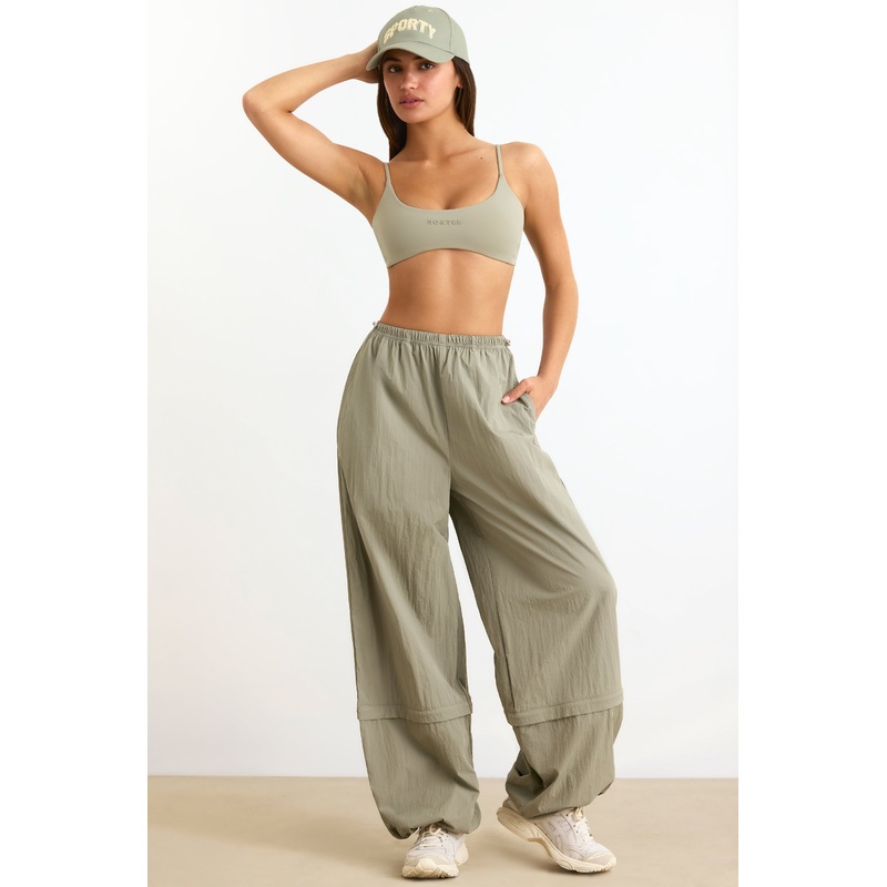 Convertible Wide Leg Track Pants in Mineral