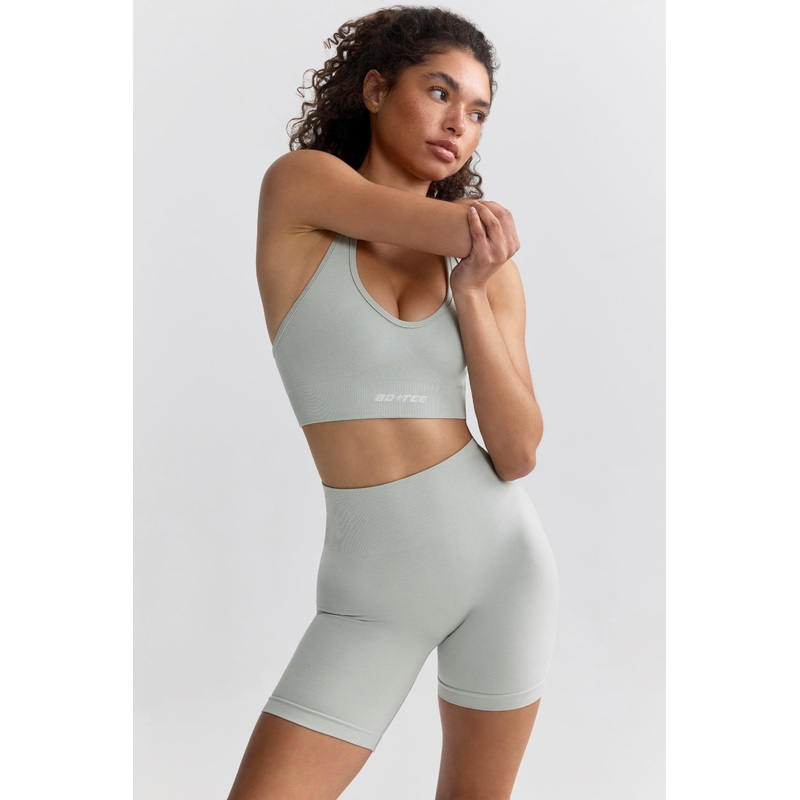 Define Luxe High-Waist Biker Shorts in Fog