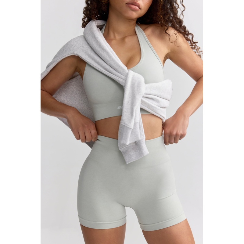 Define Luxe High Waist Mini Shorts in Fog
