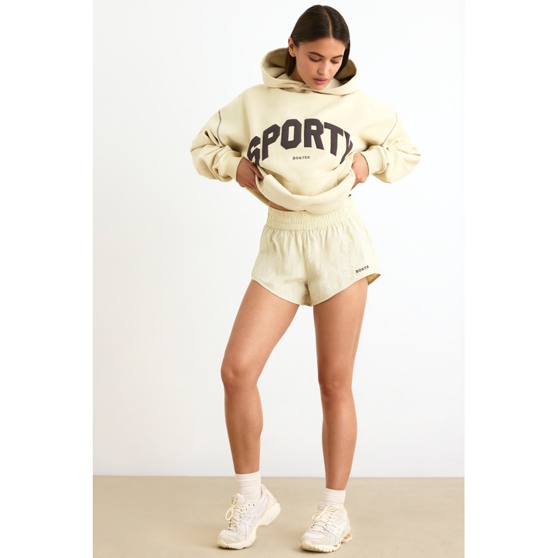 Elasticated Mini Shorts in Bone