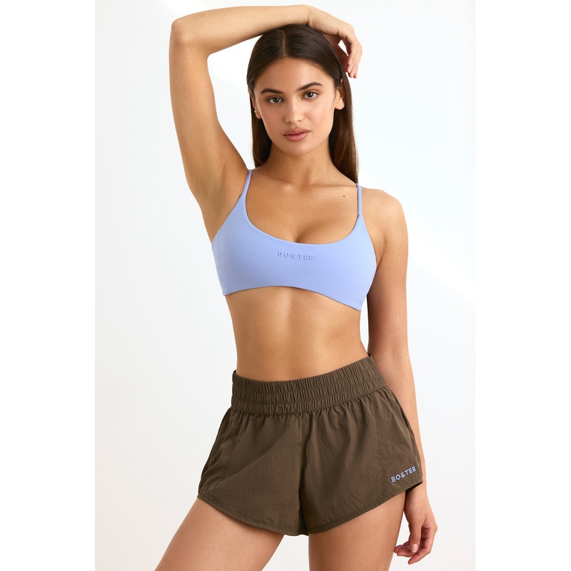 Elasticated Mini Shorts in Espresso