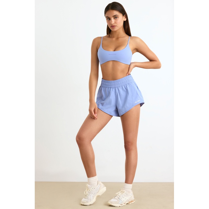 Elasticated Mini Shorts in Lavender Blue