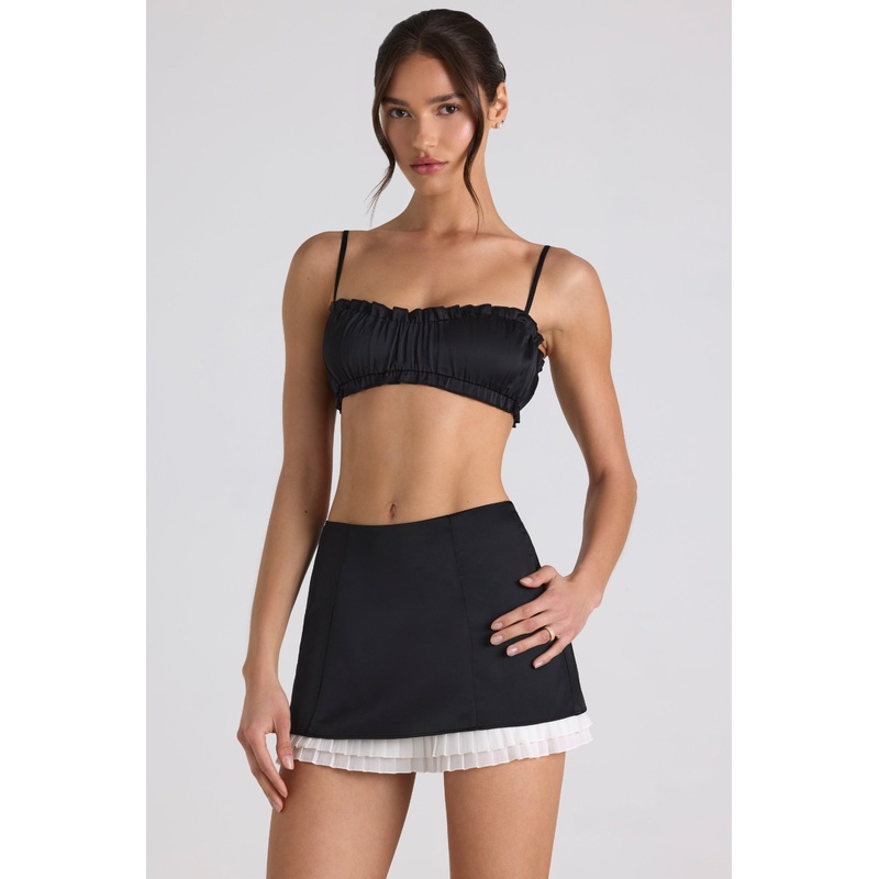 Layered Mid-Rise Mini Skirt in Black