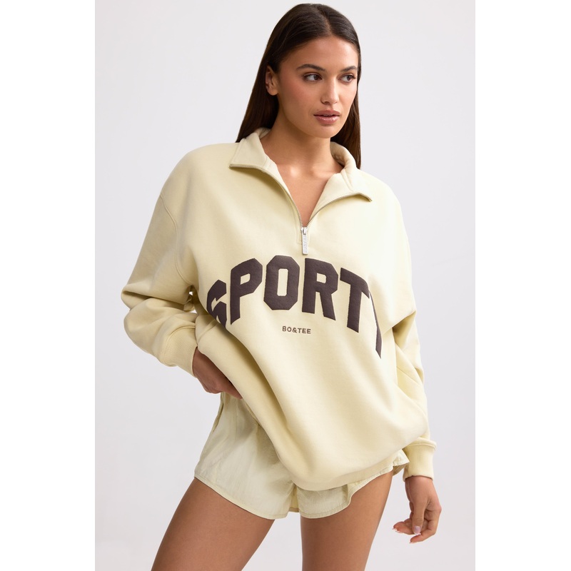 Quarter-Zip Sweatshirt in Bone