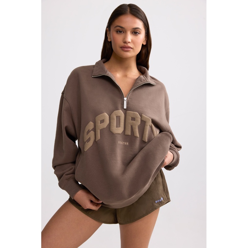 Quarter-Zip Sweatshirt in Espresso