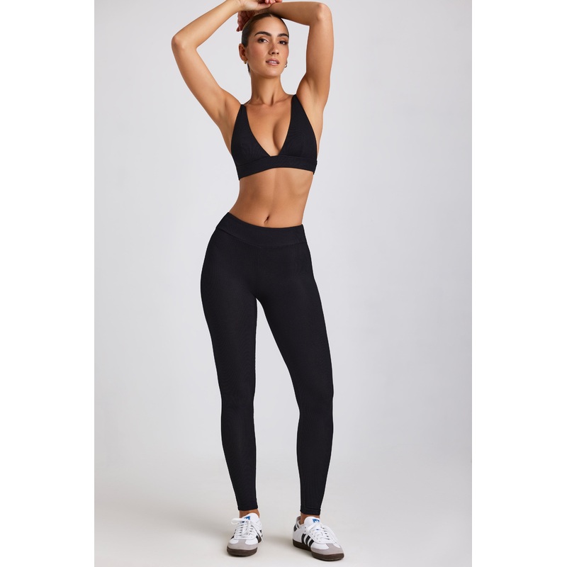 Ribbed Modal High Waist Leggings in Black