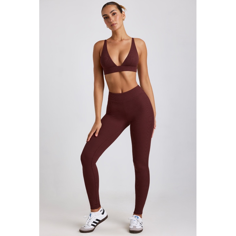 Ribbed Modal High Waist Leggings in Espresso