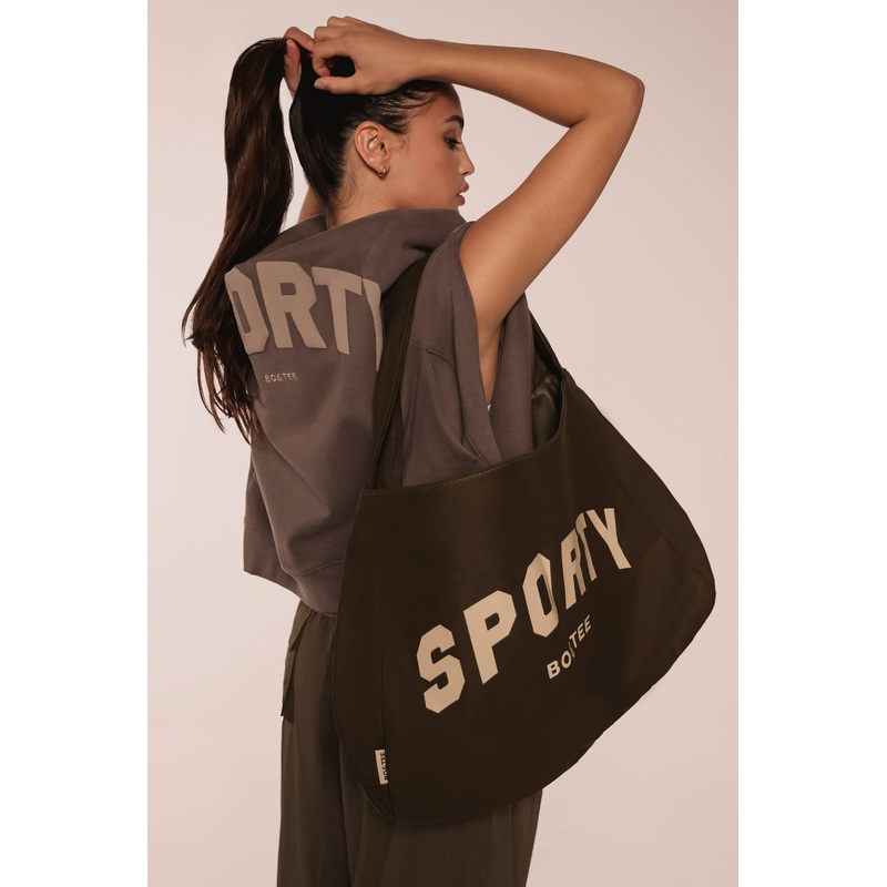 Sporty Oversized Tote Bag in Espresso