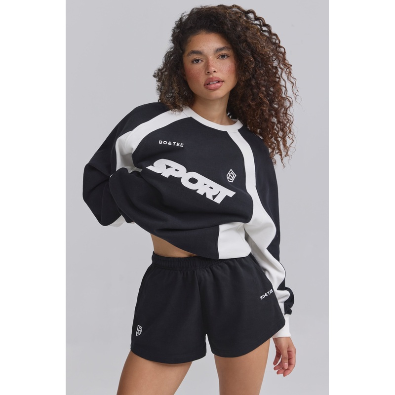 Elasticated Mini Shorts in Black