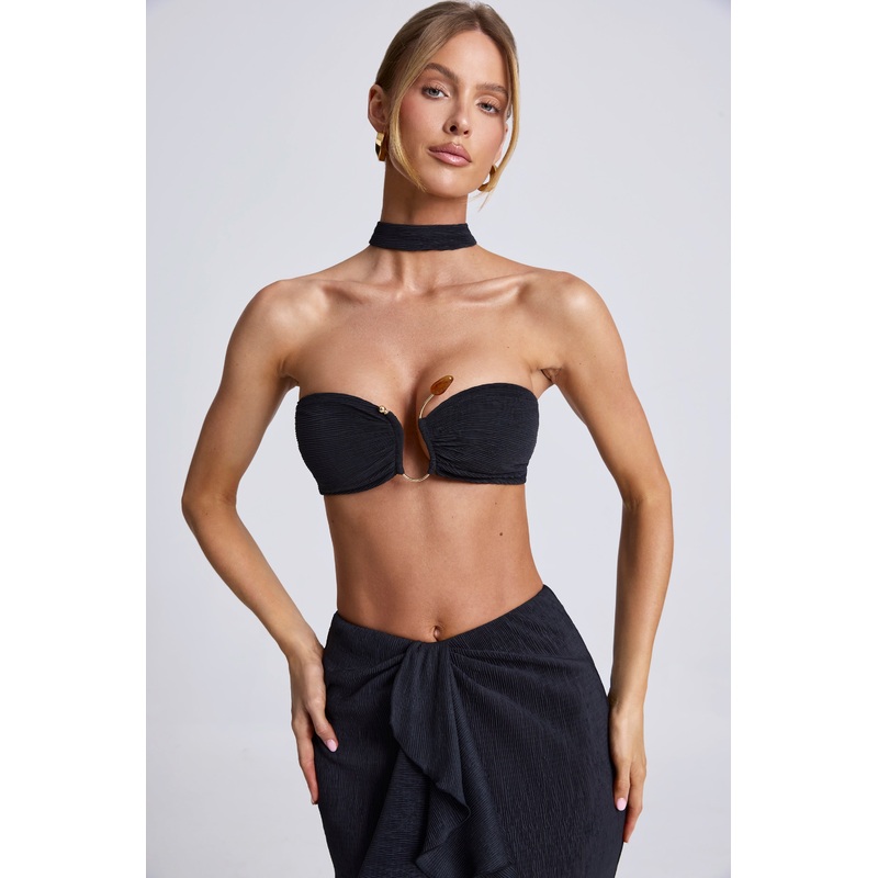 Hardware Detail Choker Crop Top in Black