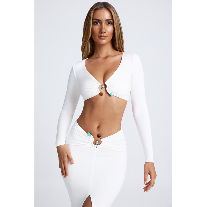 Hardware Detail Crop Top in White