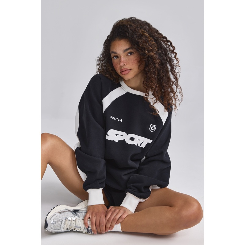 Oversized Colourblock Sweatshirt in Black