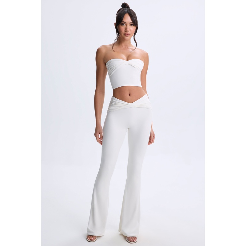Tall Twist-Front Flared Trousers in White