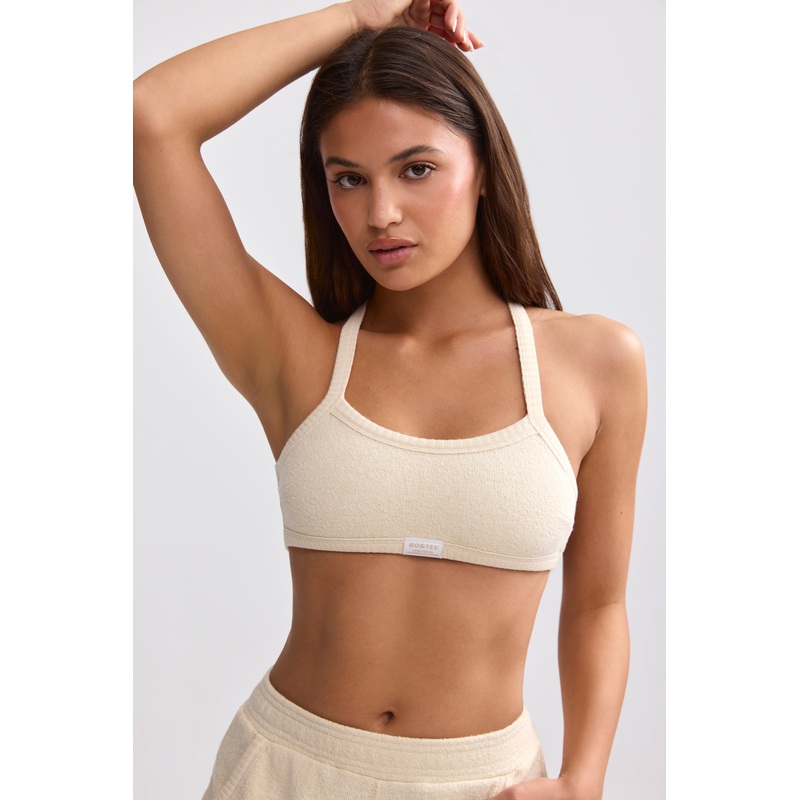 Terry Towelling Scoop-Neck Bralette in Cream